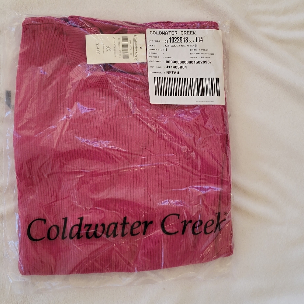 Coldwater Creek Raspberry Rib Knit Mock T Neck 3X NWT - Picture 5 of 9